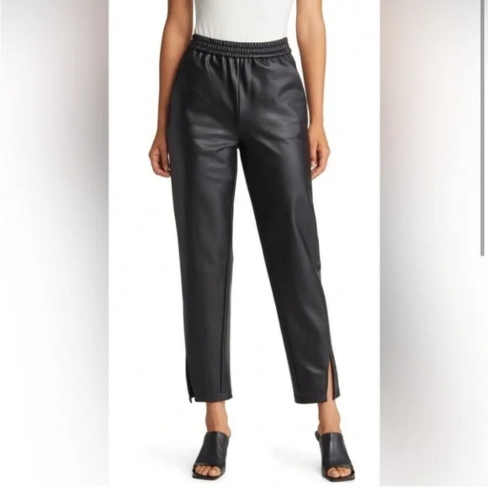 Halogen Faux Leather Womens 2x Black Women's Pants Leg Split Ankle‎ Black NWOT